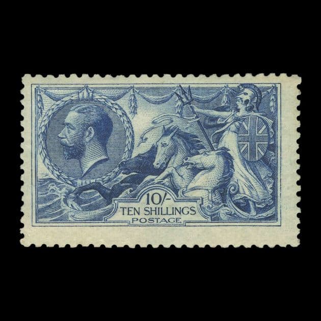 TUT6011 - GB KGV DLR Seahorse 10s Deep Bright Blue UM
