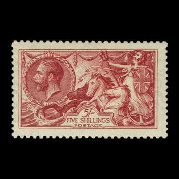 TUT6017 - GB KGV DLR Seahorse 5/- REVERSED Wmk VF OG