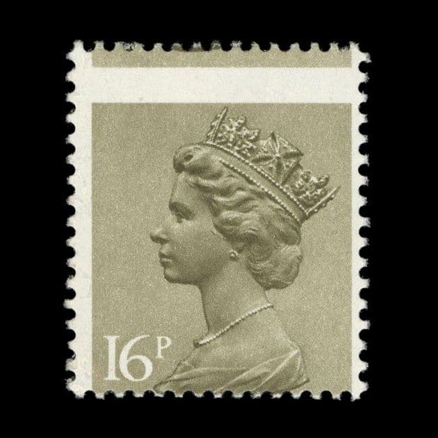 TUT6074 - GB QEII Machin 16p. Olive-Drab MisPerf UM