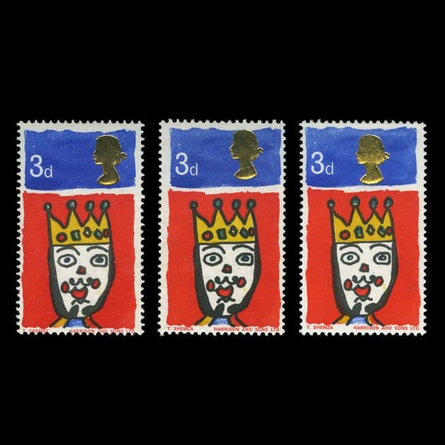 TUT6077 - GB (pre-decimal) QEII Christmas 3d. Progressive Gold Head