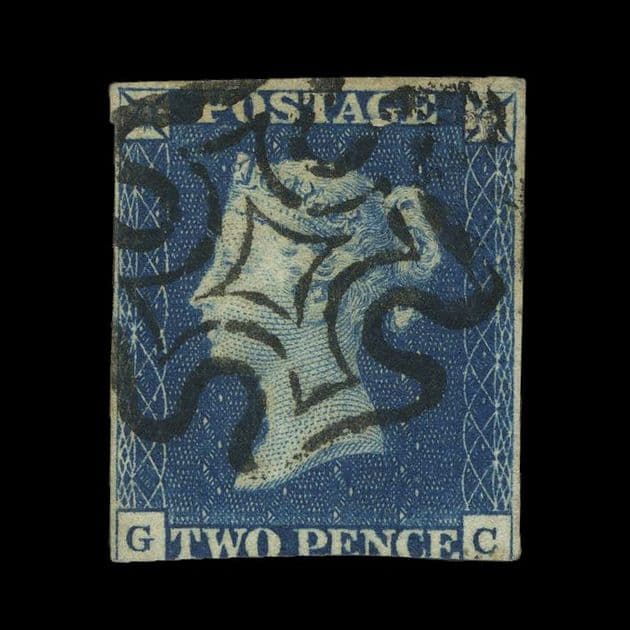 TUT6141 - GB QV 2d blue, GC, 3 tiny margins, crisp MC