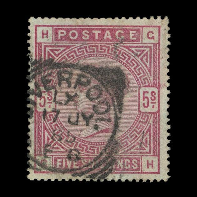 TUT6143 - GB QV Fine Used Blued Paper 5s. Rose G-H