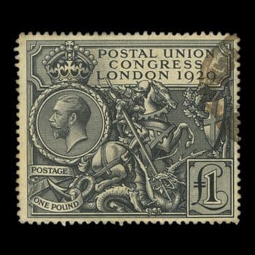 TUT6198 - GB KGV PUC £1. Black Sound Very Good-Fine U