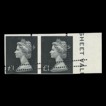 TUT6207 - GB QEII £1. Bluish Black Misperf/Imperf MNH