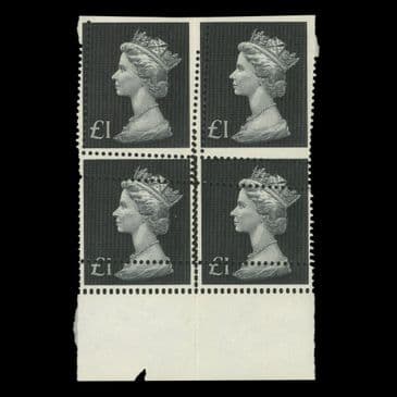 TUT6208 - GB QEII £1. Bluish Black Misperf/Imperf MNH