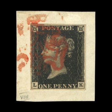 TUT6271 - GB QV 1d. Black PL8 VFU on Original Piece