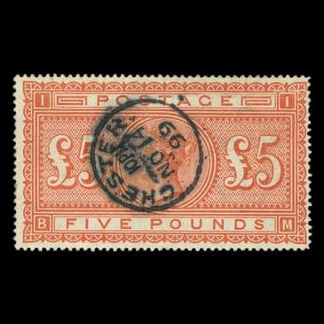 TUT6285 - GB QV Fine colour £5. Orange, Chester CDS U