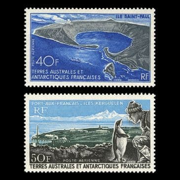 TUT6296 - France Colonies Southern & Antarctic Territories - AIR 40f. Aerial View, 50f. Kerguelen UM