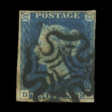 TUT6308 - GB QV 1840 2d. Pale Blue Fine Used 4 Margin