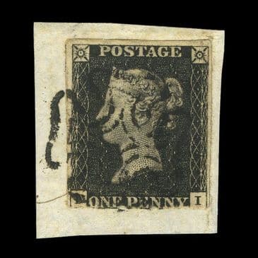 TUT6322 - GB QV 1840 1d. Black FU 3 Margins on piece
