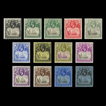 TUT6337 - Ascension Badge St. Helena 1½d-3/- Vals RARE UM NH