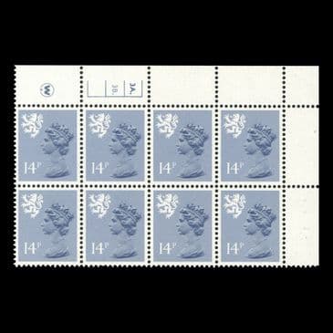 TUT6341 - GB Regionals - Scotland QEII 14p. Grey-Blue Cylinder 3A. 3B. UM