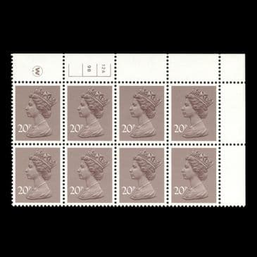 TUT6346 - GB QEII WADDINGTON 20p. CYL NO DOT 12A 9B
