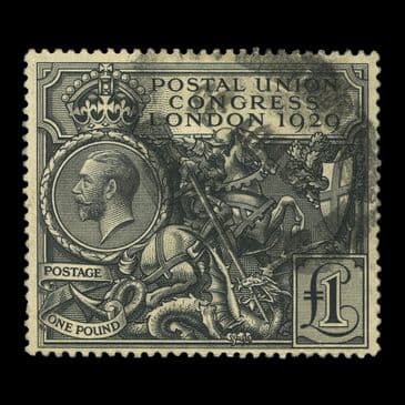 TUT6360 - GB KGV P.U.C. £1 Black VGU No Fault Example