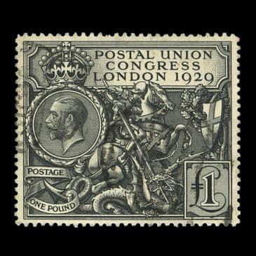 TUT6379 - GB KGV PUC £1 Black F-VF well-centred Used