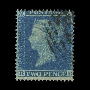 TUT6382 - GB QV Stars 2d. Blue Clear Profile Superb