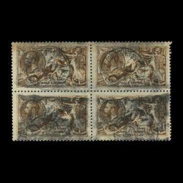 TUT6486 - GB KGV DLR 2/6d. Deep Yellow-brown Seahorse BL4
