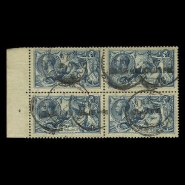 TUT6495 - GB KGV BW Ptg Seahorse 10/- Dull Blue F-VFU BL4