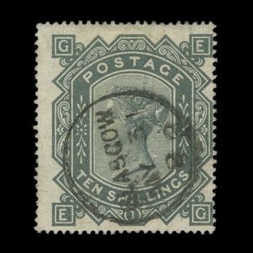 TUT6499 - GB QV 10/- Greenish-grey Superb Colour SON CDS