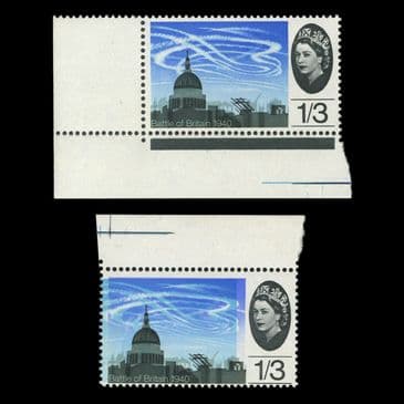 TUT6524 - GB QEII B.O.B. 1/3d ERROR Bright Blue Shift