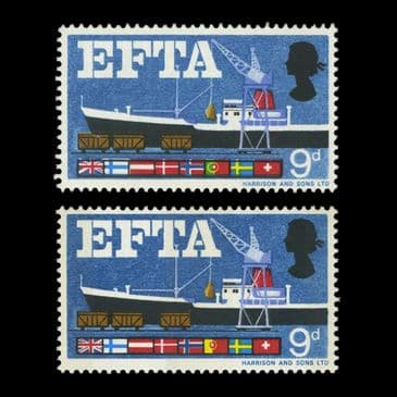 TUT6528 - GB QEII EFTA 9d ERROR MissingGreen Portugal Flag