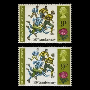 TUT6544 - GB QEII Rugby 9p. MISSING OLIVE-BROWN ERROR UM