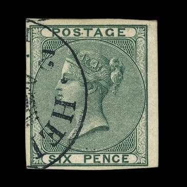 TUT6566 - GB QV 1856 6d Green Plate Proof Helmsley Trial