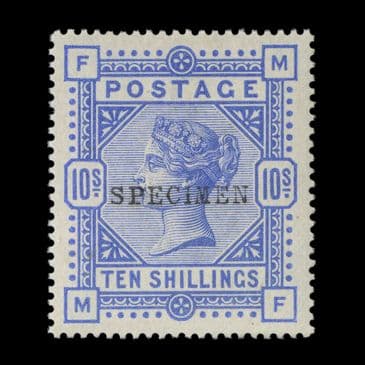 TUT6581 - GB QV 1884 10/- Cobalt White Paper SPECIMEN UM