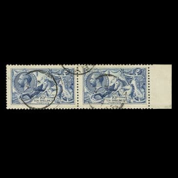 TUT6595 - GB KGV DLR 10/- Pale Blue Seahorse CDS pair