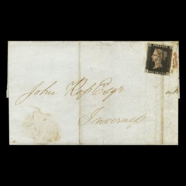 TUT6607 - GB QV 1d. Black Plate 4 Four Mgns Cover