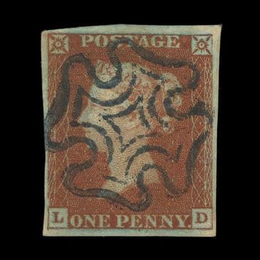 TUT6637 - GB QV 1d red-brown BLUE MC RARE SO FINE