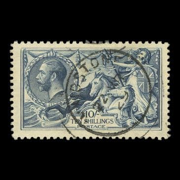 TUT6672 - GB KGV Seahorse 10/- Blackish (Steel) Blue