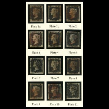 TUT6690 - GB QV 1840 Set of 1d. Blacks ALL Plates F-VFU