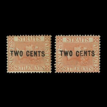 TUT6692 - Malaya - Straits Settlements - QV TWO CENTS on 32c. Pale Red M o.g /Unused