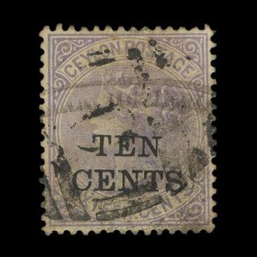 TUT6697 - Ceylon QV CC. 10c. On 16c. Pale Violet G-Fine U