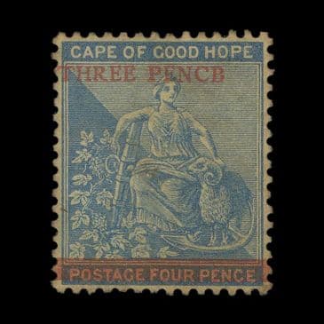 TUT6721 - Cape of Good Hope QV 3d. On 4d. Blue PENCB for PENCE Mint