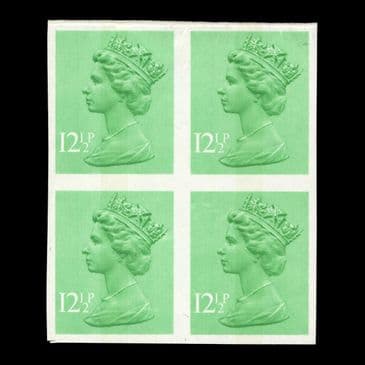 TUT6732 - GB QEII Machin 12½p. Light Emerald IMPERF BLOCK