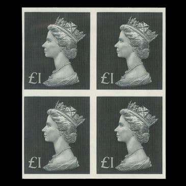 TUT6734 - GB QEII £1. Bluish Black IMPERFORATE BL4 UM