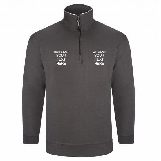 Grey 1/4 Zip Jumper Custom Embroidery