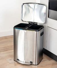 Addis Twin Compartment Recycling Bin 20L + 20L Stainless Steel RRP 129.99 lot GD