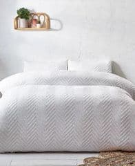 Chevron Tufted Geometric 100% Cotton Duvet Cover Set RRP 54.00 lot GD
