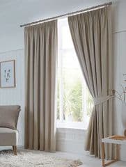 Fusion Dijon Natural Blackout Pencil Pleat Curtains RRP 45.00 lot GD