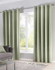 Fusion Sorbonne 100% Cotton Pair of Eyelet Curtains in Green RRP 30.00 lot GD