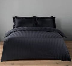 George Home Black 100% Cotton Sateen Stripe Duvet Set King RRP 32.00 lot GD