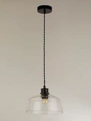 George Home Black Glass Ceiling Pendant Fitting RRP 30.00 lot GD
