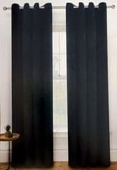 George Home Black Matte Velvet Eyelet Curtains 90x90 RRP 60.00 lot GD