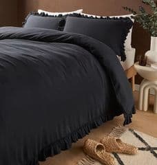 George Home Black Ruffle Edge Embellished Super King Duvet RRP 60.00 lot R1487