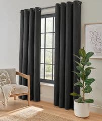 George Home Black Textured Weave Lined Eyelet Curtains 66x90 RRP 42.00  lot GD