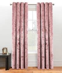 George Home Blush Pink Crushed Velvet Eyelet Curtains 66x72 RRP 45.00 lot GD