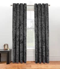George Home Charcoal Crushed Velvet Eyelet Curtains 90x90 RRP 65.00 lot GD